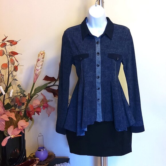 NWT MCPLANET Women's Button-Down Shirts Long Sleeve Collared Blouse Shirt Top 38 - Picture 4 of 9